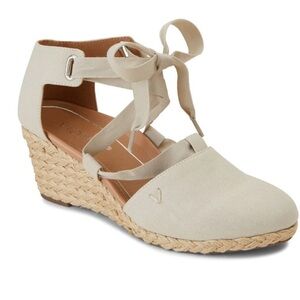 Vionic Kaitlib Women's Espadrille Wedge Sandal - Oat. Size 6.5